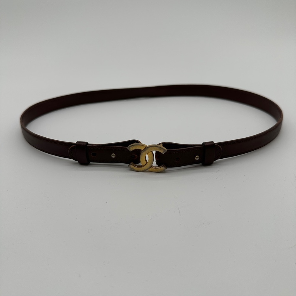 Vintage Brown Chanel Leather Belt 75cm